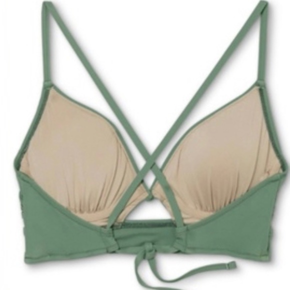 SHADE & SHORE Swimsuit Lace-Up Hight Waist 2 Piece Bikini Sage Green Size M/36C - Picture 7 of 16